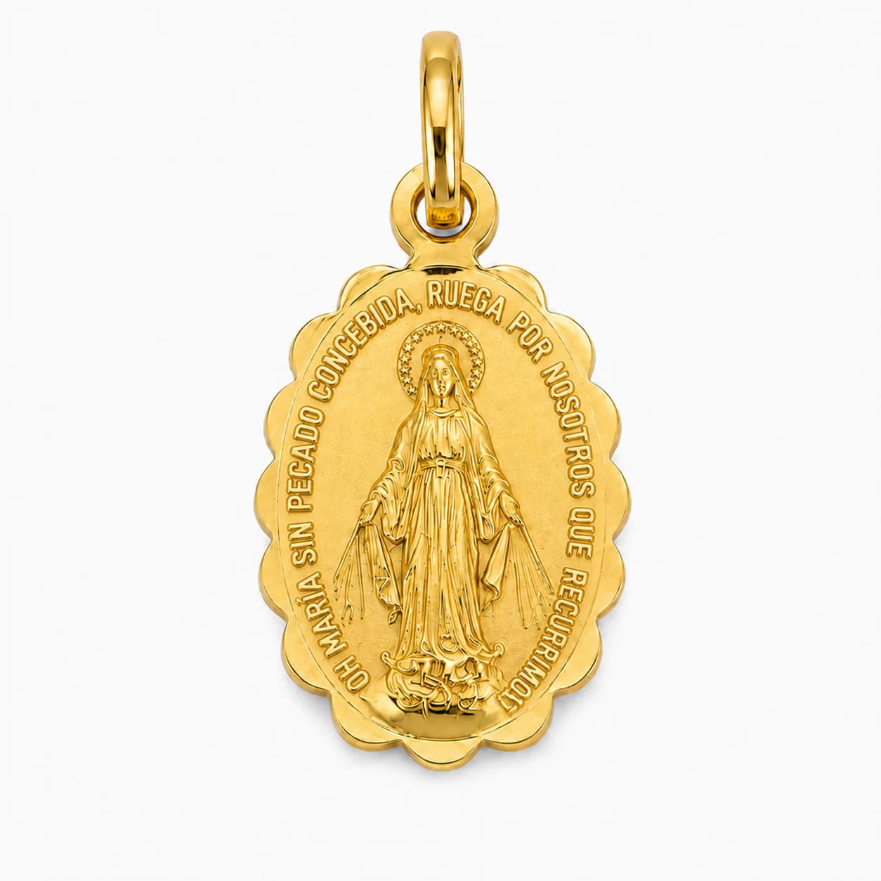 Medalla dorada de inspiración religiosa